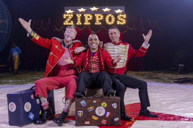 Glasgow Times: L to R : Whimmy Walker, Paulo Dos Santos and Todd Christian...Zippos Circus at Victoria Park, Glasgow...Picture Robert Perry 10th June 2022..FEE PAYABLE FOR REPRO USE.FEE PAYABLE FOR ALL INTERNET USE.www.robertperry.co.uk.NB -This image is not to be